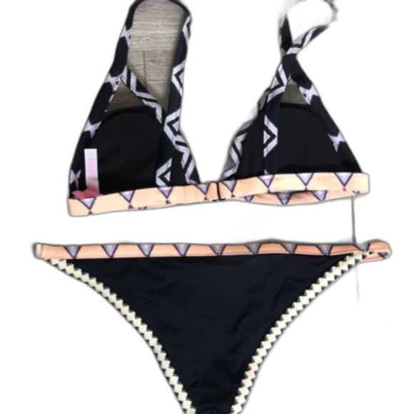 Victoria Secret Black Coral Bikini size Medium Tribal Sexy Beach Resort Pool - Picture 2 of 3